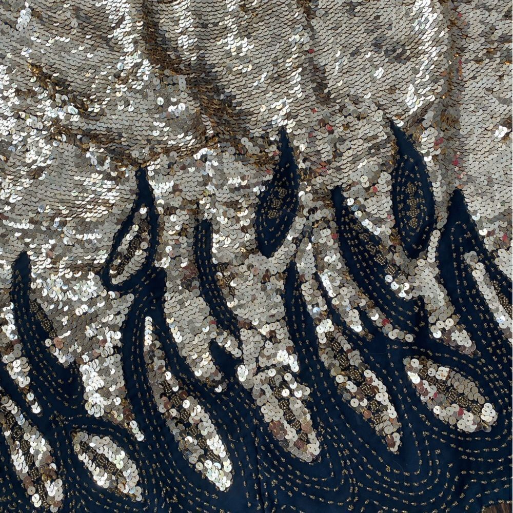 Iris Sequin Beaded Blouse Vintage Gold Black 44 - Picture 7 of 7